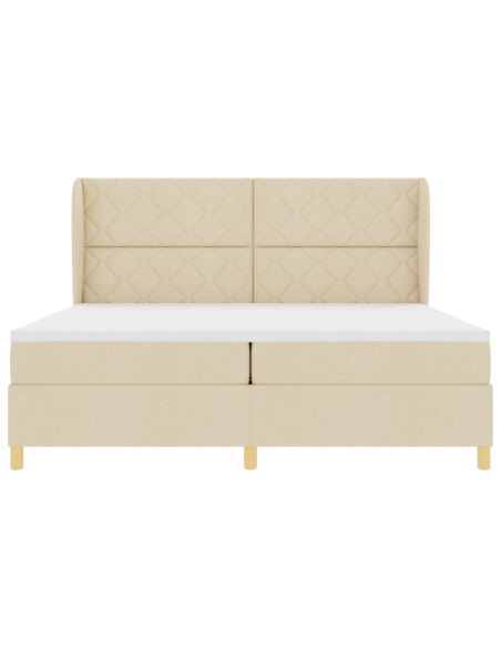 Letto Box Spring Crema con Materasso 200x200 cm Tessuto