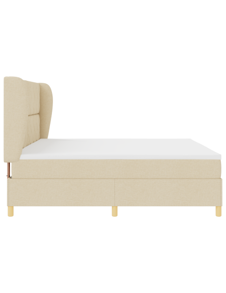 Letto Box Spring Crema con Materasso 200x200 cm Tessuto