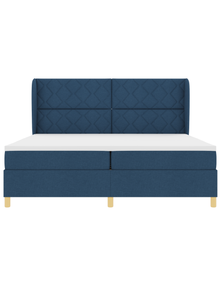 Letto a Box Spring  con Materasso - Blu, 200x200 cm, Tessuto