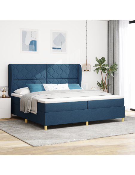 Letto a Box Spring  con Materasso - Blu, 200x200 cm, Tessuto