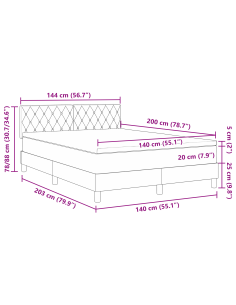 Letto a Sorgente LED con materasso Rosa 140 x 200 cm Velluto