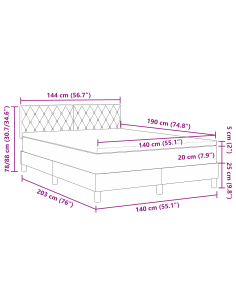 Letto a Sorgente LED con led Verde Scuro 140 x 190 cm Velluto