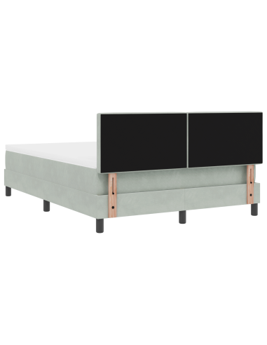 Letto a Sorgente LED con led Grigio chiaro 140 x 190 cm Velluto