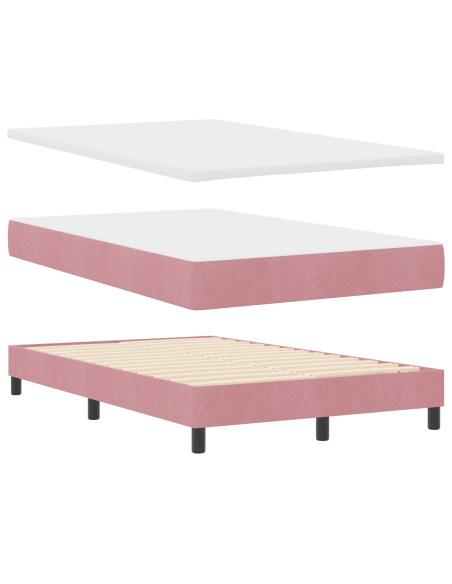 Letto a Sorgente LED con materasso Rosa 120 x 200 cm Velluto