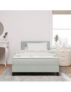 Letto a Sorgente LED con led Grigio chiaro 120 x 200 cm Velluto