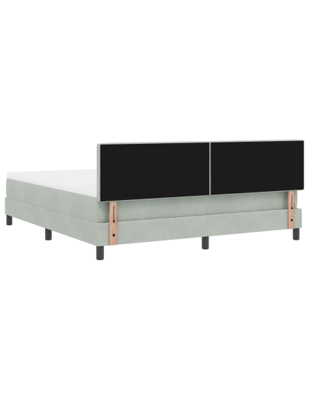 Letto Box Spring con Materasso e Luce LED Grigio Chiaro 180x200 cm Velluto