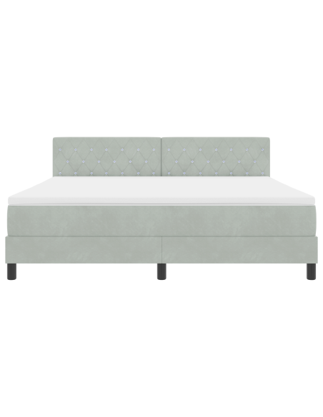 Letto Box Spring con Materasso e Luce LED Grigio Chiaro 180x200 cm Velluto