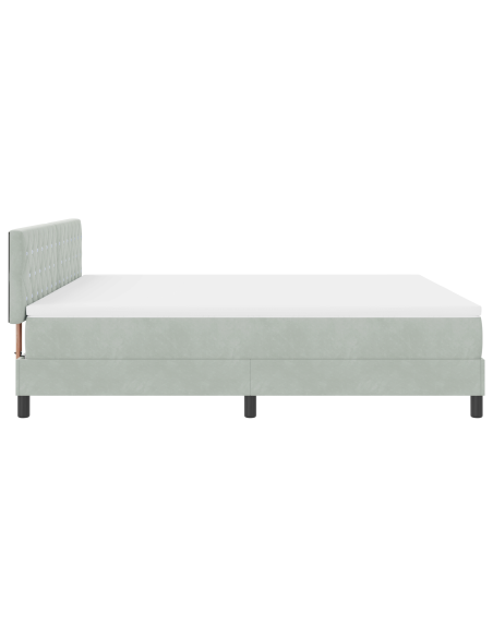 Letto Box Spring con Materasso e Luce LED Grigio Chiaro 180x200 cm Velluto