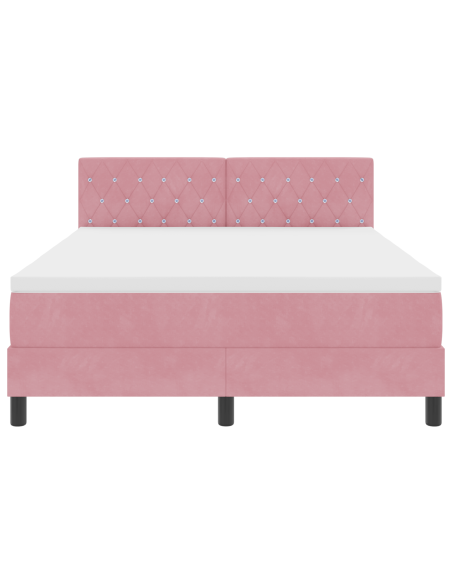 Letto Box Spring con Materasso e LED Rosa 160x200 cm in Velluto
