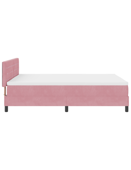 Letto Box Spring con Materasso e LED Rosa 160x200 cm in Velluto