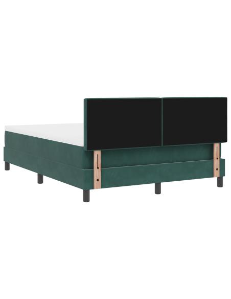 Letto a Box con Materasso e LED Verde Scuro 160x200 cm Velluto