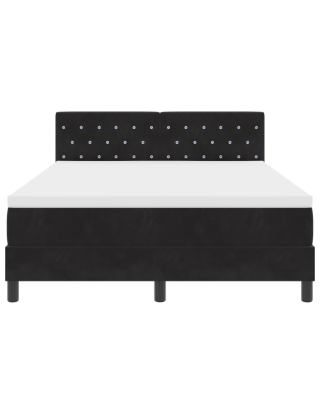 Letto con Box Spring e Materasso & LED Nero 140x200 cm Velluto