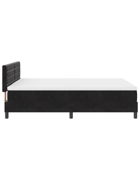 Letto con Box Spring e Materasso & LED Nero 140x200 cm Velluto