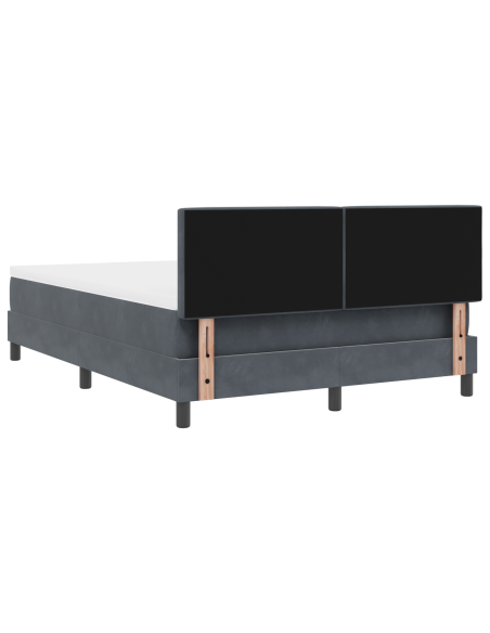 letto box spring  con materasso e LED grigio scuro 140x200 cm in velluto