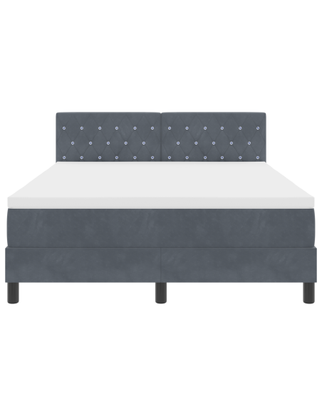 letto box spring  con materasso e LED grigio scuro 140x200 cm in velluto
