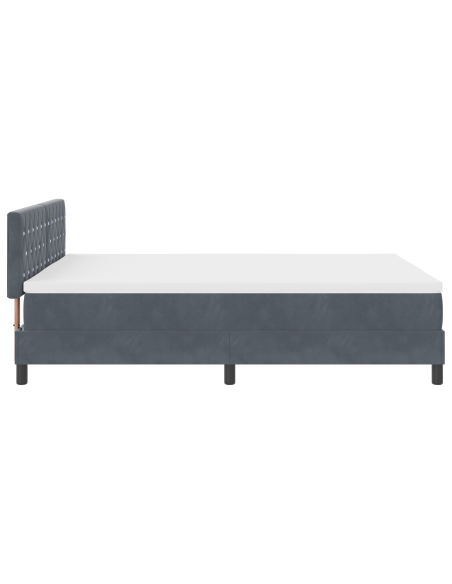 letto box spring  con materasso e LED grigio scuro 140x200 cm in velluto