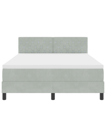Letto con Rete A Molla e Materasso & Luce LED Grigio Chiaro 140x200 cm Velluto