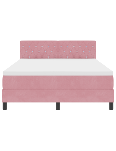 Letto a Sorgente LED con materasso Rosa 140 x 190 cm Velluto