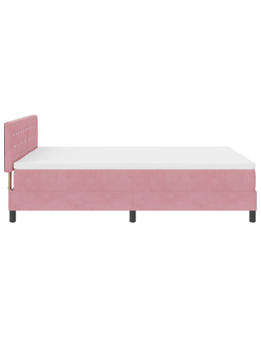 Letto a Sorgente LED con materasso Rosa 140 x 190 cm Velluto