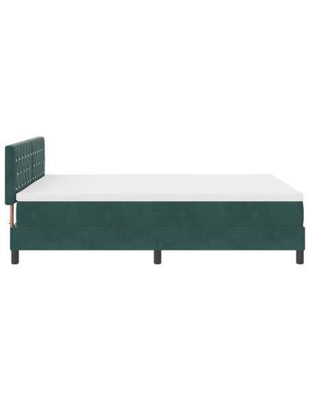 Letto Box Spring con Materasso e LED Verde Scuro 140x190 cm in Velluto