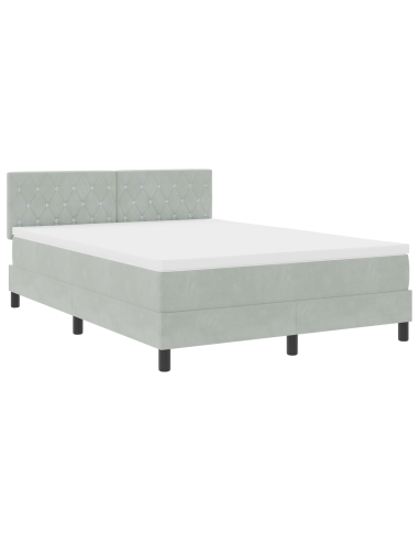 Letto a Sorgente LED con led Grigio chiaro 140 x 190 cm Velluto