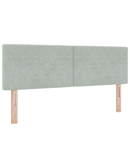 Letto Box Spring con Materasso e Luce LED Grigio Chiaro 140x190 cm Velluto
