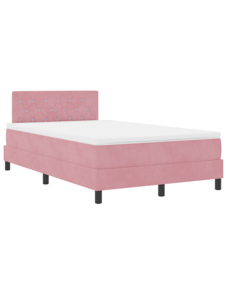 Letto a Sorgente LED con materasso Rosa 120 x 200 cm Velluto