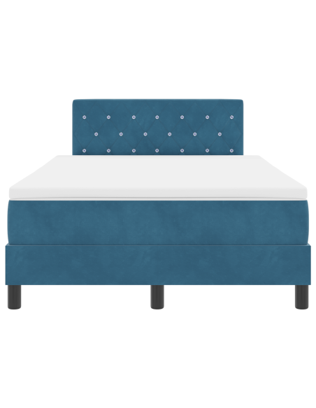 Letto a Box Spring con Materasso e LED Blu Scuro 120x200 cm in Velluto