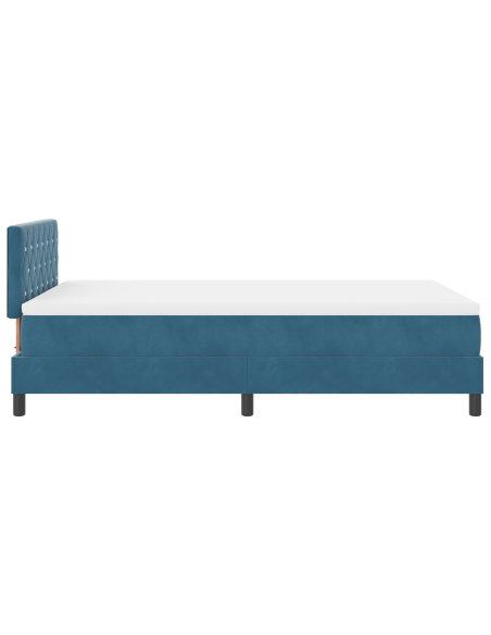 Letto a Box Spring con Materasso e LED Blu Scuro 120x200 cm in Velluto
