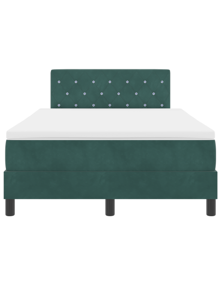 Letto a box con materasso e LED Verde Scuro 120x200 cm Velluto