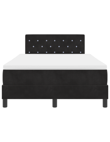 Letto a Sorgente LED con materasso Nero 120 x 200 cm Velluto