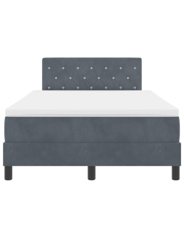 Letto a Sorgente LED con led Grigio scuro 120 x 200 cm Velluto