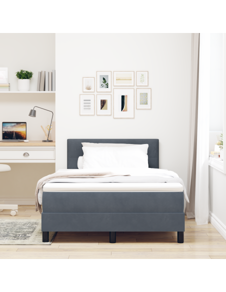 Letto con Rete e Materasso con LED Grigio Scuro 120x200 cm Velluto