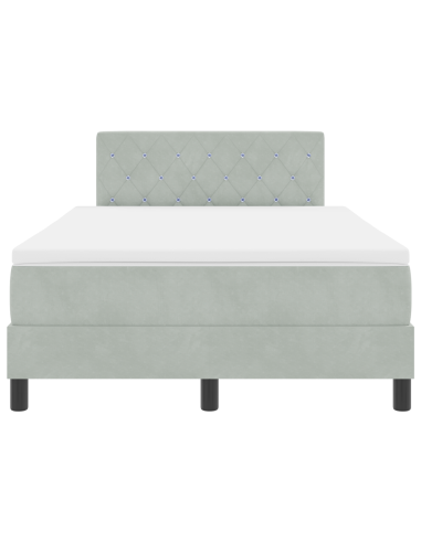 Letto a Sorgente LED con led Grigio chiaro 120 x 200 cm Velluto