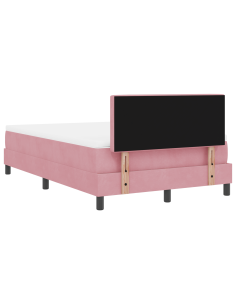 Letto a Sorgente LED con materasso Rosa 120 x 190 cm Velluto 2
