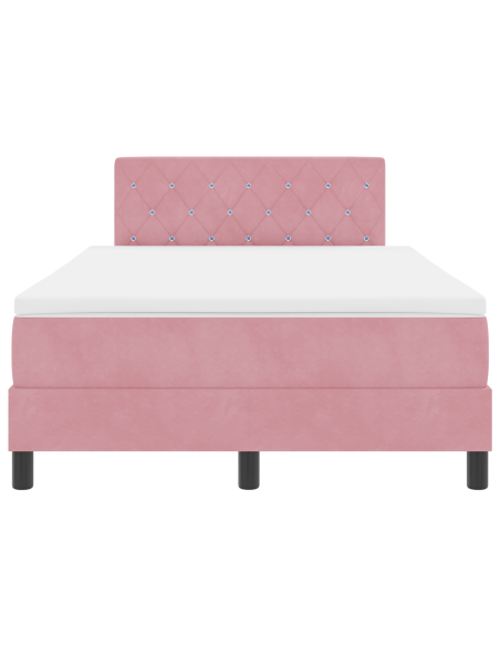 Letto a Sorgente LED con materasso Rosa 120 x 190 cm Velluto
