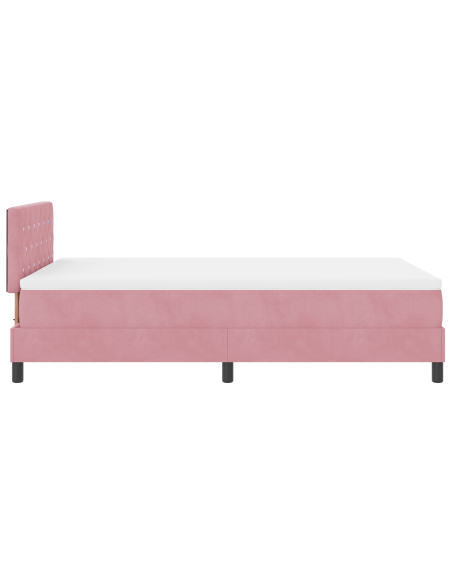 Letto a Sorgente LED con materasso Rosa 120 x 190 cm Velluto