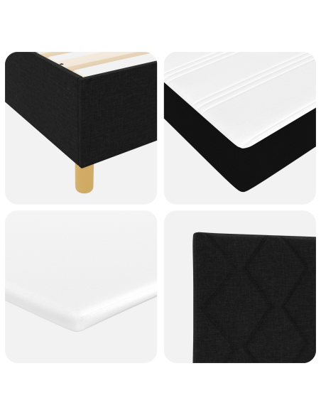 Letto Box Spring con Materasso Nero 140x200 cm Tessuto
