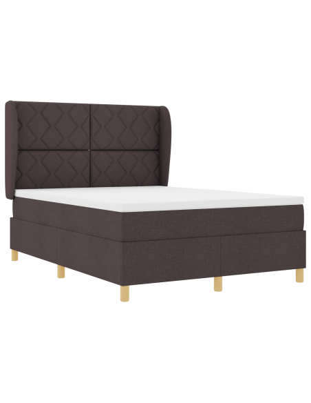 Letto Box Spring con Materasso  Marrone Scuro 140x200 cm Tessuto