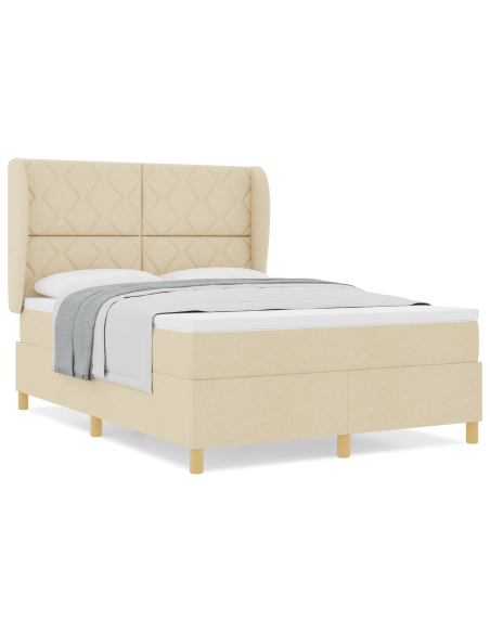 letto a sprung con materasso  crema 140x200 cm tessuto