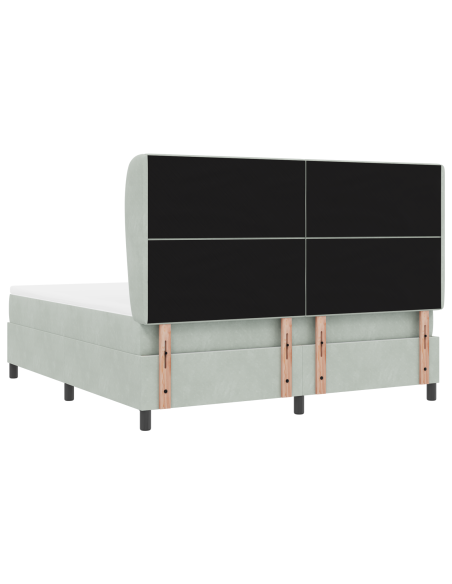 Letto Box Spring  con materasso Grigio chiaro 180x200 cm Velluto