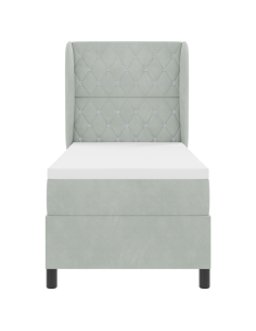 Letto a molle con testiera Grigio chiaro 200 x 80 cm Poliestere 2