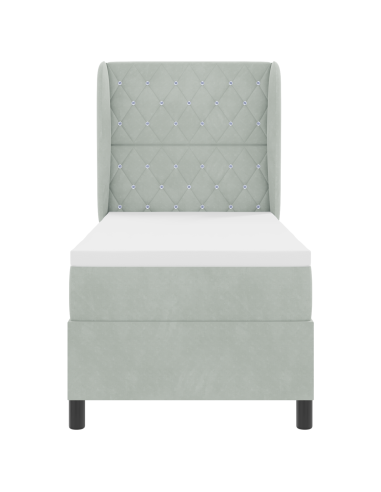 Letto a molle con testiera Grigio chiaro 200 x 80 cm Poliestere