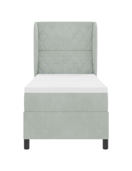 Letto con Box Spring e Materasso Grigio Chiaro 80x200 cm Velluto