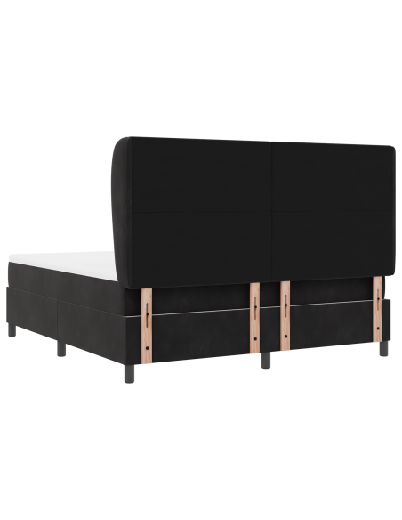 Letto con Rete a Molle e Materasso Nero 180x200 cm Velluto