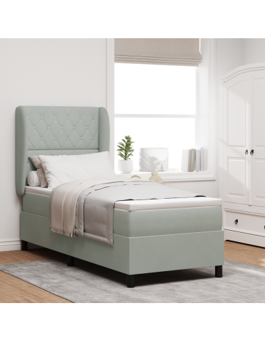 Letto a molle con testiera Grigio chiaro 200 x 80 cm Poliestere