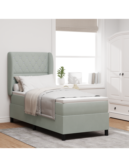 Letto a molle con testiera Grigio chiaro 200 x 80 cm Poliestere