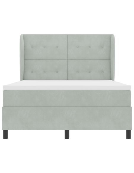 Letto Box Spring con Materasso in Grigio Chiaro, 140x200 cm, Velluto