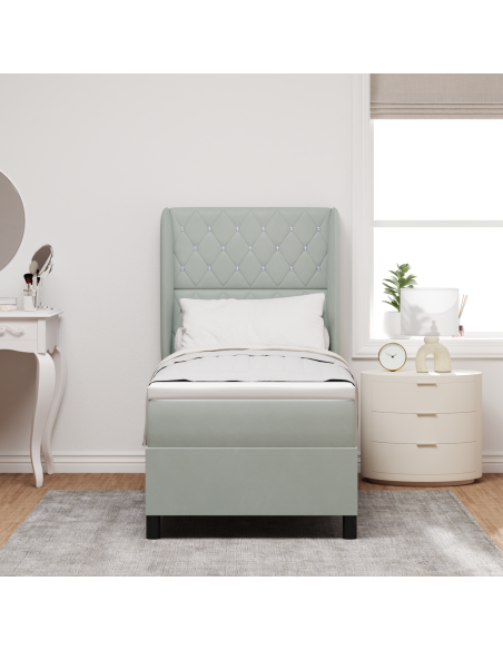 Letto con Box Spring e Materasso Grigio Chiaro 80x200 cm Velluto