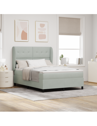 Letto a molle Grigio chiaro 200 x 140 cm Poliestere